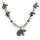 Bear Certified Authentic Navajo .925 Sterling Silver Natural Graduated Melon Shell Turquoise Jasper Native American Necklace 16049-3