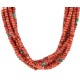 Certified Authentic 5 Strand Navajo .925 Sterling Silver Natural Turquoise Coral Native American Necklace 25279