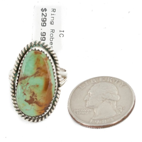 .925 Sterling Silver Handmade Certified Authentic Navajo Natural Turquoise Native American Ring 17006-2 .925 Sterling Silver Handmade Certified Authentic Navajo Natural Turquoise Native American Ring 17006-2