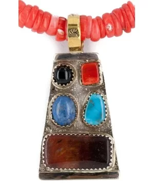 12kt Gold Filled and .925 Sterling Silver Handmade Certified Authentic Multicolor Native American Necklace 24334-2-16034-2 12kt Gold Filled and .925 Sterling Silver Handmade Certified Authentic Multicolor Native American Necklace 24334-2-16034-2