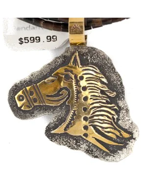 .925 Sterling Silver and 12kt Gold Filled Handmade Horse Certified Authentic Navajo Turquoise Heishi Native American Necklace 24204-15295 .925 Sterling Silver and 12kt Gold Filled Handmade Horse Certified Authentic Navajo Turquoise Heishi Native American Necklace 24204-15295