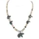 Bear Certified Authentic Navajo .925 Sterling Silver Natural Graduated Melon Shell Turquoise Jasper Native American Necklace 16049-3