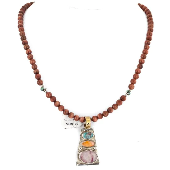 Certified Authentic 12kt Gold Filled and .925 Sterling Silver Handmade Multicolor Native American Necklace 24334-16028-9 Certified Authentic 12kt Gold Filled and .925 Sterling Silver Handmade Multicolor Native American Necklace 24334-16028-9