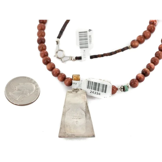 Certified Authentic 12kt Gold Filled and .925 Sterling Silver Handmade Multicolor Native American Necklace 24334-16028-9 Certified Authentic 12kt Gold Filled and .925 Sterling Silver Handmade Multicolor Native American Necklace 24334-16028-9