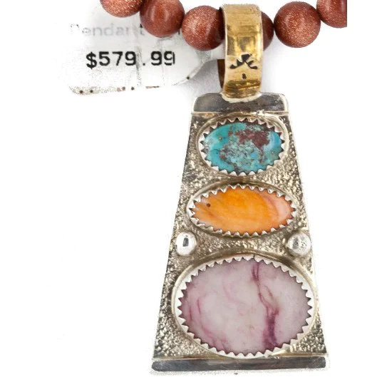 Certified Authentic 12kt Gold Filled and .925 Sterling Silver Handmade Multicolor Native American Necklace 24334-16028-9 Certified Authentic 12kt Gold Filled and .925 Sterling Silver Handmade Multicolor Native American Necklace 24334-16028-9