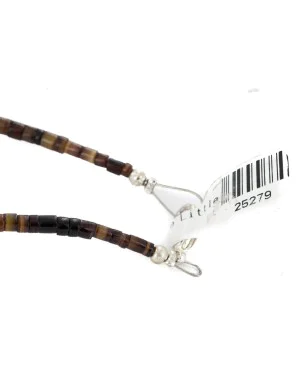 Certified Authentic 3 Strand Navajo .925 Sterling Silver Natural Gaspeite Native American Necklace 25279-0 Certified Authentic 3 Strand Navajo .925 Sterling Silver Natural Gaspeite Native American Necklace 25279-0