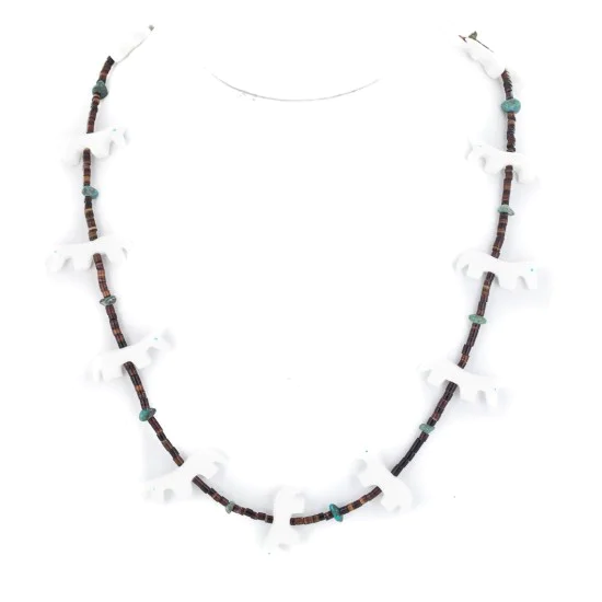 Certified Authentic Navajo .925 Sterling Silver Natural Heishi Turquoise Alabaster Native American Necklace 25216-2 Certified Authentic Navajo .925 Sterling Silver Natural Heishi Turquoise Alabaster Native American Necklace 25216-2