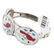 Handmade Bird Certified Authentic Navajo .925 Sterling Silver Natural Turquoise Mother of Pearl Coral Native American Bracelet  12770-0000