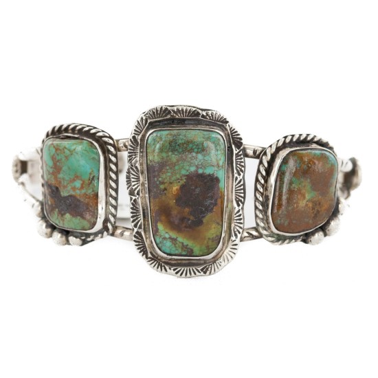 Handmade Certified Authentic Navajo .925 Sterling Silver Natural Turquoise Native American Bracelet 12818-1 Handmade Certified Authentic Navajo .925 Sterling Silver Natural Turquoise Native American Bracelet 12818-1