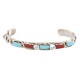 Handmade Certified Authentic Zuni .925 Sterling Silver Natural Turquoise Coral Native American Bracelet 12497