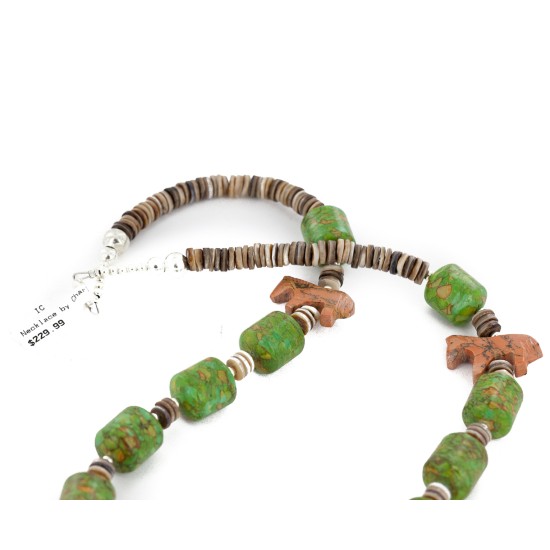 Carved Horse Fetish Certified Authentic Navajo .925 Sterling Silver Natural Jasper Gaspeite Native American Necklace 25102-2 Carved Horse Fetish Certified Authentic Navajo .925 Sterling Silver Natural Jasper Gaspeite Native American Necklace 25102-2