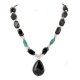 Certified Authentic Navajo .925 Sterling Silver Natural Roystone Turquoise Black Onyx Native American Necklace 15488