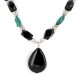 Certified Authentic Navajo .925 Sterling Silver Natural Roystone Turquoise Black Onyx Native American Necklace 15488