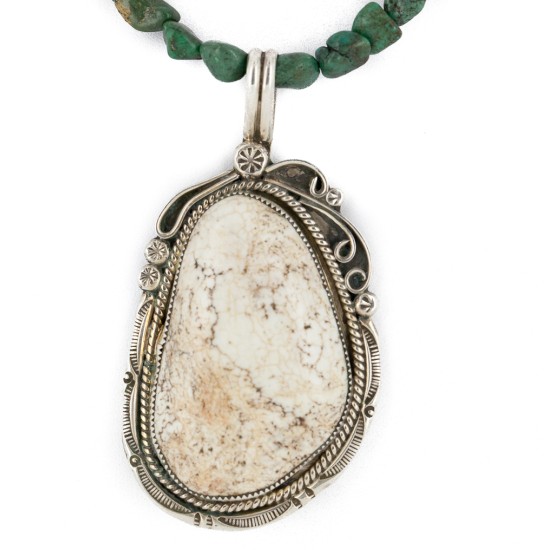 Certified Authentic Navajo .925 Sterling Silver Natural White Buffalo Turquoise Coral Native American Necklace 24458-16065-4 Certified Authentic Navajo .925 Sterling Silver Natural White Buffalo Turquoise Coral Native American Necklace 24458-16065-4