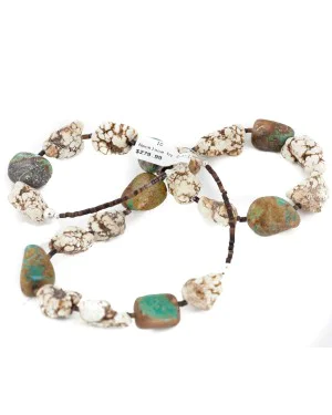 Certified Authentic Navajo .925 Sterling Silver White Howlite and Turquoise Native American Necklace 25101-1