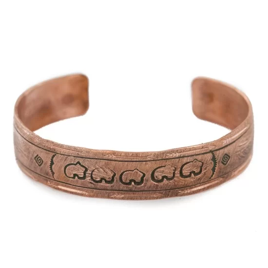 Handmade Bear Certified Authentic Navajo Pure Copper Native American Bracelet 24457-3
