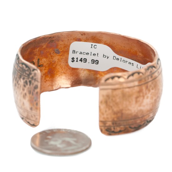 Handmade Hammered Certified Authentic Navajo Pure Copper Native American Bracelet 12868-9 Handmade Hammered Certified Authentic Navajo Pure Copper Native American Bracelet 12868-9