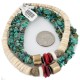 Certified Authentic 3 Strand Navajo .925 Sterling Silver Natural Turquoise Coral Native American Necklace 750134-0