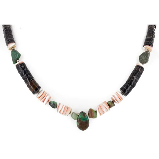 Navajo Certified Authentic .925 Sterling Silver Natural Graduated Heishi Turquoise Native American Necklace 15948-0 Navajo Certified Authentic .925 Sterling Silver Natural Graduated Heishi Turquoise Native American Necklace 15948-0