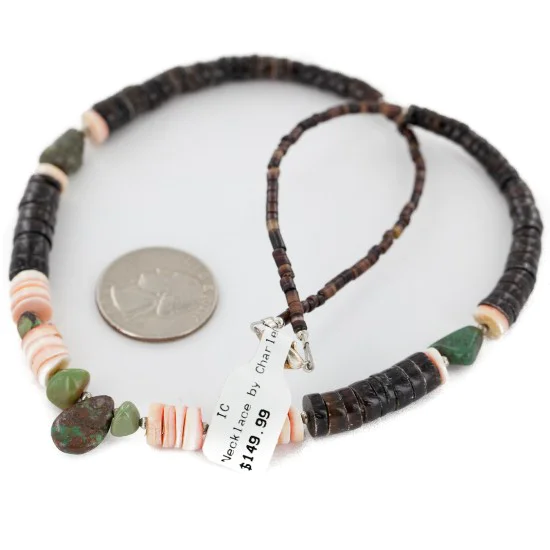 Navajo Certified Authentic .925 Sterling Silver Natural Graduated Heishi Turquoise Native American Necklace 15948-0 Navajo Certified Authentic .925 Sterling Silver Natural Graduated Heishi Turquoise Native American Necklace 15948-0