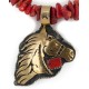 Certified Authentic 12kt Gold Filled .925 Sterling Silver Handmade Horsehead Coral Native American Necklace 24326-7-16034-3