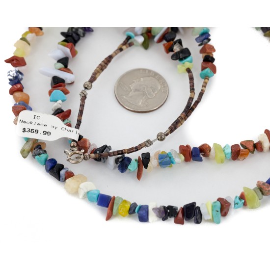 Certified Authentic 2 Strand Navajo .925 Sterling Silver Natural Turquoise Multicolor Stones Native American Necklace 15501-34 Certified Authentic 2 Strand Navajo .925 Sterling Silver Natural Turquoise Multicolor Stones Native American Necklace 15501-34