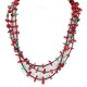 Certified Authentic 3 Strand Navajo .925 Sterling Silver Natural Turquoise Coral Native American Necklace 18117