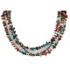 Certified Authentic 3 Strand Navajo .925 Sterling Silver Natural Turquoise Multicolor Stones Native American Necklace 18118