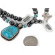 Certified Authentic .925 Sterling Silver Handmade Navajo Natural Turquoise Hematite Native American Necklace 15029-15916