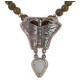 Certified Authentic Butterfly .925 Sterling Silver Handmade Navajo Natural Abalone Agate Native American Necklace 14752-15585