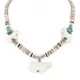 Certified Authentic Horse Navajo .925 Sterling Silver Natural Turquoise Alabaster Graduated Melon Shell Native American Necklace 750133