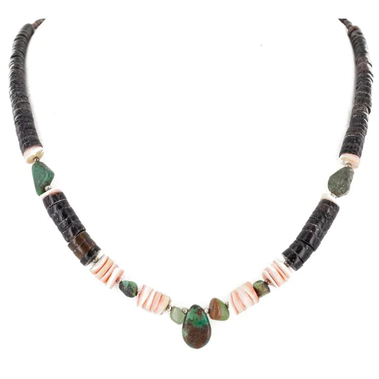 Navajo Certified Authentic .925 Sterling Silver Natural Graduated Heishi Turquoise Native American Necklace 15948-0 Navajo Certified Authentic .925 Sterling Silver Natural Graduated Heishi Turquoise Native American Necklace 15948-0