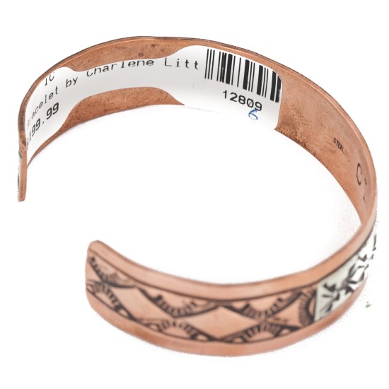 Handmade Sun Certified Authentic Navajo Pure .925 Sterling Silver Copper Native American Bracelet 12809-6 Handmade Sun Certified Authentic Navajo Pure .925 Sterling Silver Copper Native American Bracelet 12809-6
