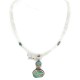 .925 Sterling Silver Handmade Signed Certified Authentic Navajo Turquoise Quartz Native American Necklace 10049-3-15786