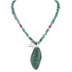 .925 Sterling Silver Handmade Certified Authentic Navajo Natural and Blood Turquoise Coral Native American Necklace 14942-16029-4