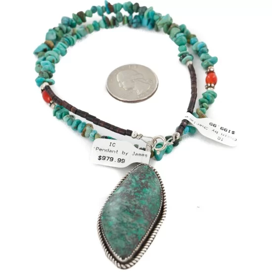 .925 Sterling Silver Handmade Certified Authentic Navajo Natural and Blood Turquoise Coral Native American Necklace 14942-16029-4 .925 Sterling Silver Handmade Certified Authentic Navajo Natural and Blood Turquoise Coral Native American Necklace 14942-16029-4