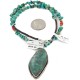 .925 Sterling Silver Handmade Certified Authentic Navajo Natural and Blood Turquoise Coral Native American Necklace 14942-16029-4