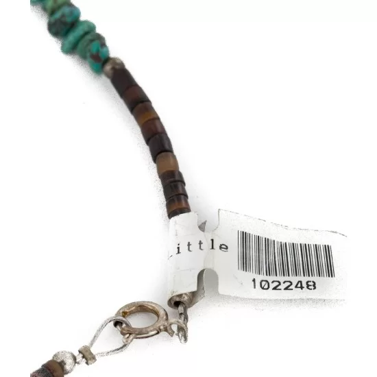 .925 Sterling Silver Handmade Certified Authentic Navajo Turquoise Jasper Native American Necklace  24116-102248