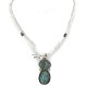 .925 Sterling Silver Handmade Certified Authentic Navajo Natural Turquoise Mother of Pearl Native American Necklace  14464-1-15113