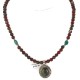 .925 Sterling Silver Handmade Certified Authentic Navajo Natural Turquoise Agate Native American Necklace 12580-16028-13