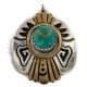 12kt Gold Filled .925 Sterling Silver Handmade Certified Authentic Navajo Natural Turquoise Native American Pendant 24403