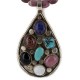 .925 Sterling Silver Handmade Certified Authentic Navajo Natural Turquoise Multicolor Stones Native American Necklace 16048-16047-4
