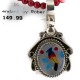 .925 Sterling Silver Inlay Bird Handmade Certified Authentic Navajo Natural Turquoise Coral Multicolor Stones Native American Necklace 12674-15930-15