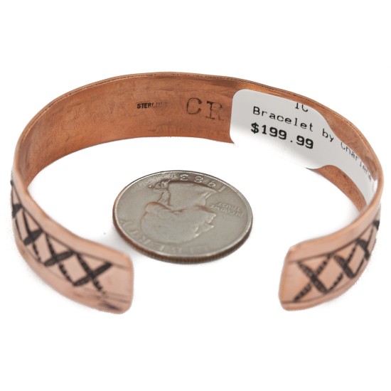 Handmade Certified Authentic Navajo .925 Sterling Silver and Pure Copper Native American Bracelet 12809-7 Handmade Certified Authentic Navajo .925 Sterling Silver and Pure Copper Native American Bracelet 12809-7