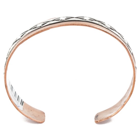Handmade Certified Authentic Navajo .925 Sterling Silver and Pure Copper Native American Bracelet 12809-7 Handmade Certified Authentic Navajo .925 Sterling Silver and Pure Copper Native American Bracelet 12809-7