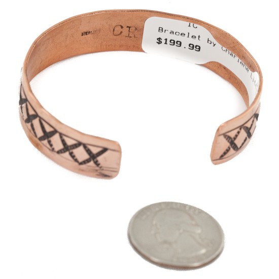 Handmade Certified Authentic Navajo .925 Sterling Silver and Pure Copper Native American Bracelet 12809-7 Handmade Certified Authentic Navajo .925 Sterling Silver and Pure Copper Native American Bracelet 12809-7
