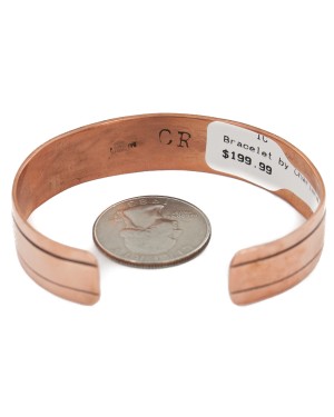 Handmade Navajo Pure .925 Sterling Silver Copper Bracelet 12809-4 Handmade Navajo Pure .925 Sterling Silver Copper Bracelet 12809-4