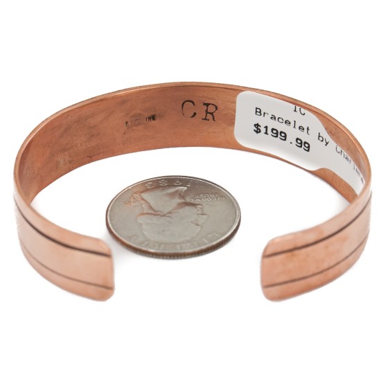Handmade Navajo Pure .925 Sterling Silver Copper Bracelet 12809-4 Handmade Navajo Pure .925 Sterling Silver Copper Bracelet 12809-4