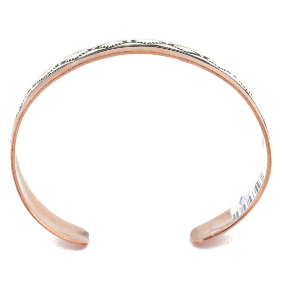 Handmade Navajo Pure .925 Sterling Silver Copper Bracelet 12809-4 Handmade Navajo Pure .925 Sterling Silver Copper Bracelet 12809-4