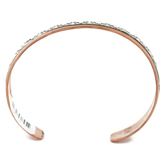 Handmade Certified Authentic Roanhorse Navajo Pure .925 Sterling Silver and Copper Native American Bracelet 12770